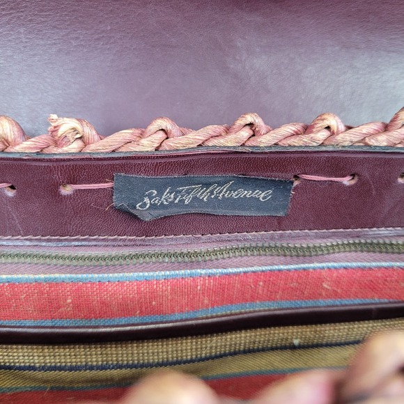 Vintage‎ Saks Fifth Avenue Woven Straw & Leather Handbag - Picture 8 of 12
